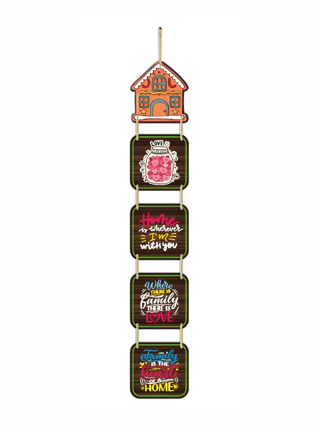 

CVANU Brown & Pink Home Quotes Painted Rectangle Wooden Hanging Wall Decor