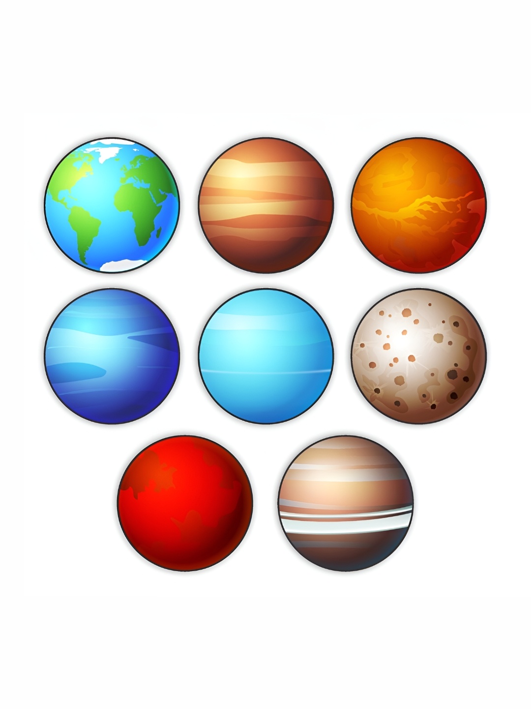 

CVANU 8-Pcs Blue & Red 8 Pieces Planet Painted Round Shape Wooden Wall Hangings