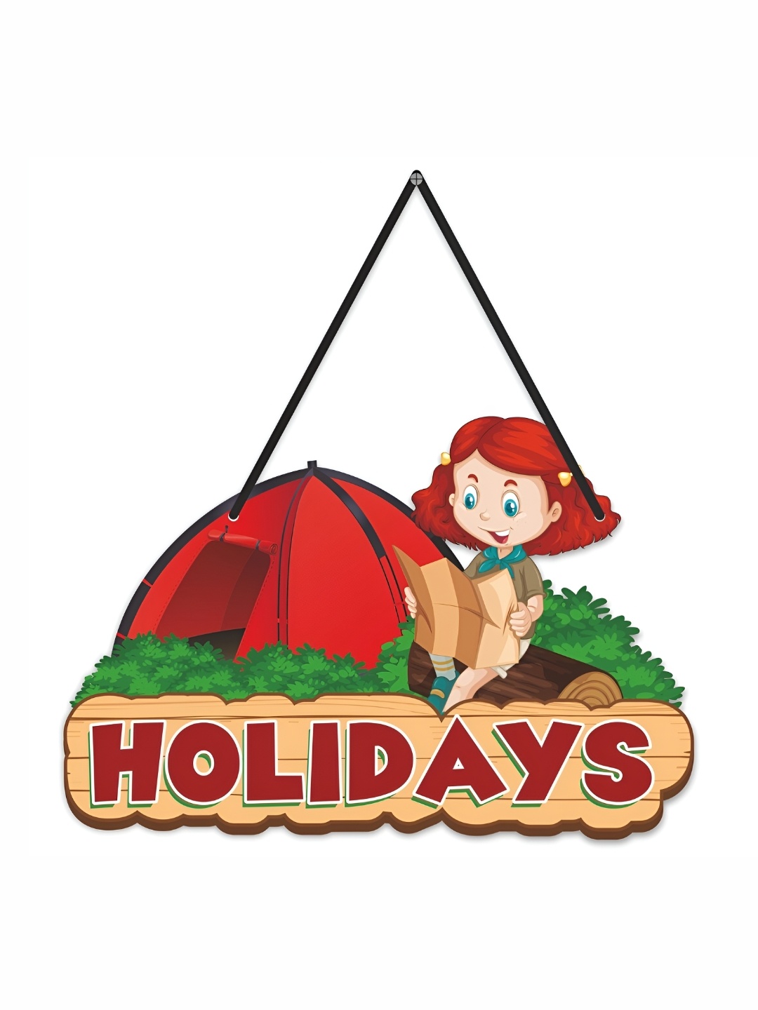 

CVANU Red & Brown Painted Holiday Wooden Wall Hanging