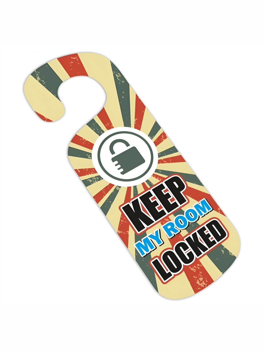 

CVANU Yellow & Green Keep My Room Locked Painted Wooden Sign Hanger
