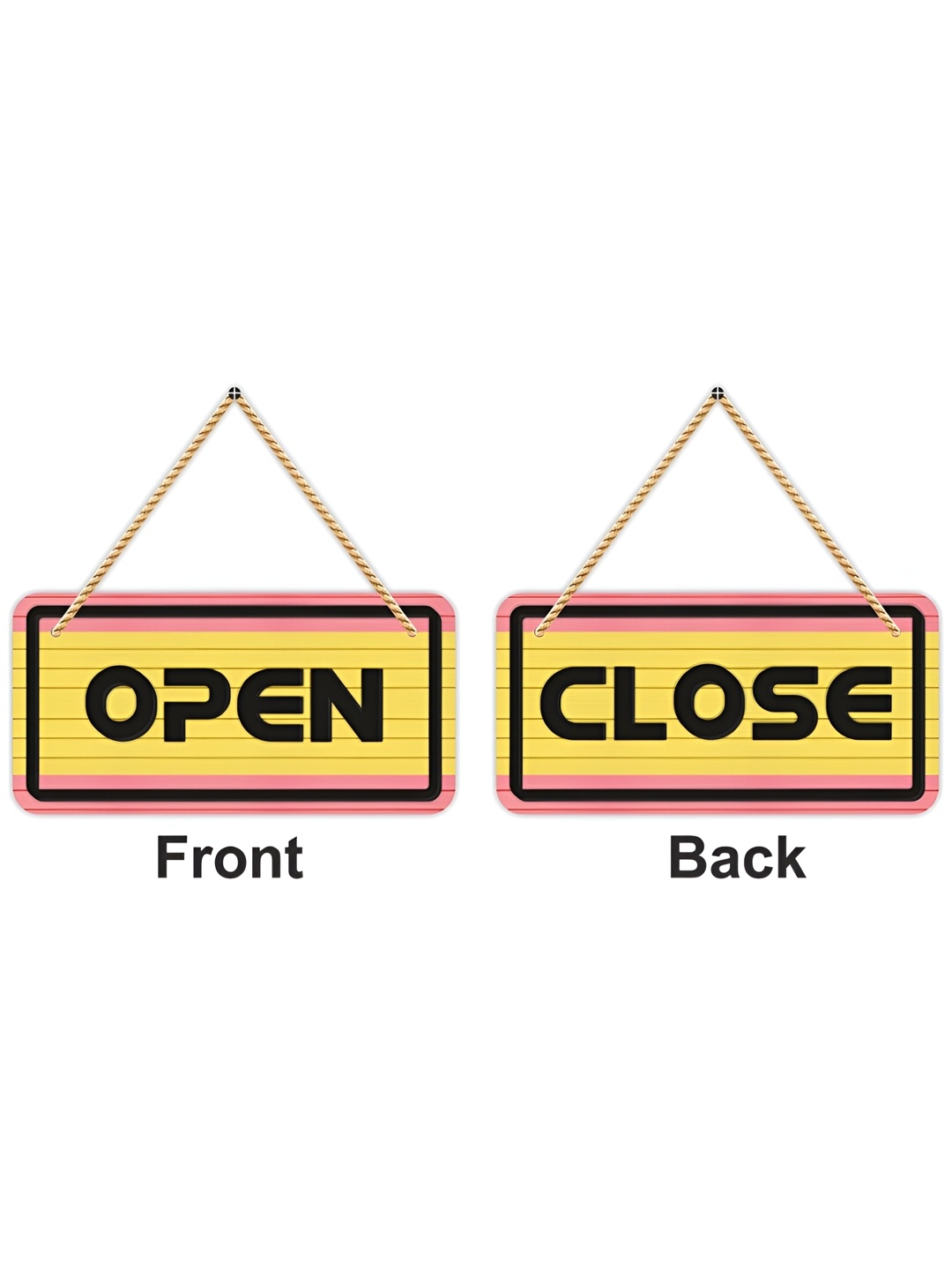 

CVANU Yellow & Pink Open & Close Painted Wooden Sign Board