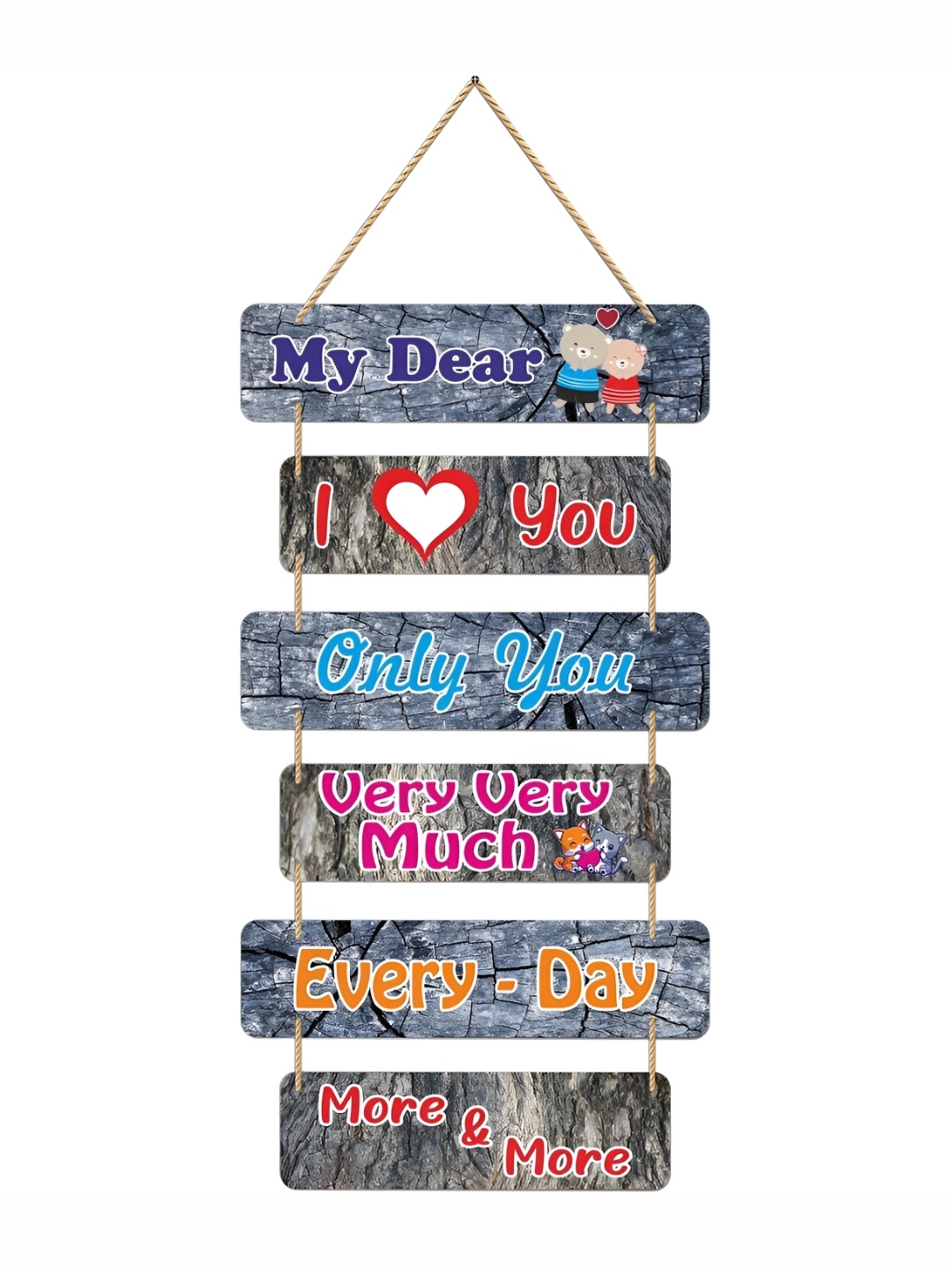 

CVANU Blue & Grey Quotes Painted Rectangle Wooden Wall Hanging