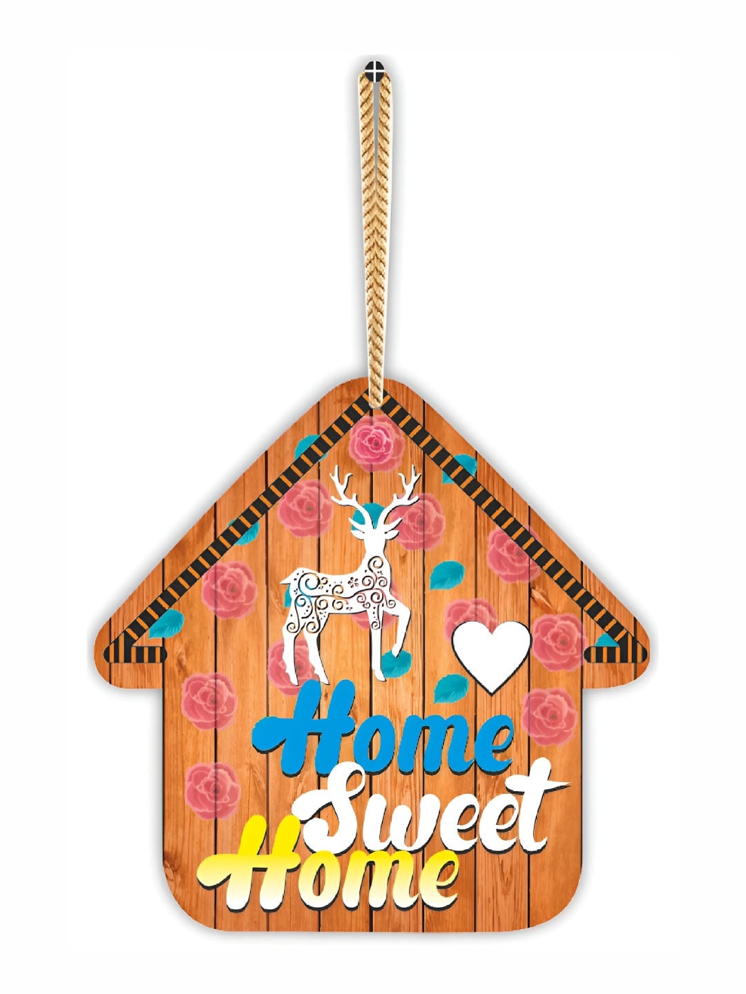 

CVANU Blue & Brown Home Quotes Painted Hut Wooden Wall Hanging