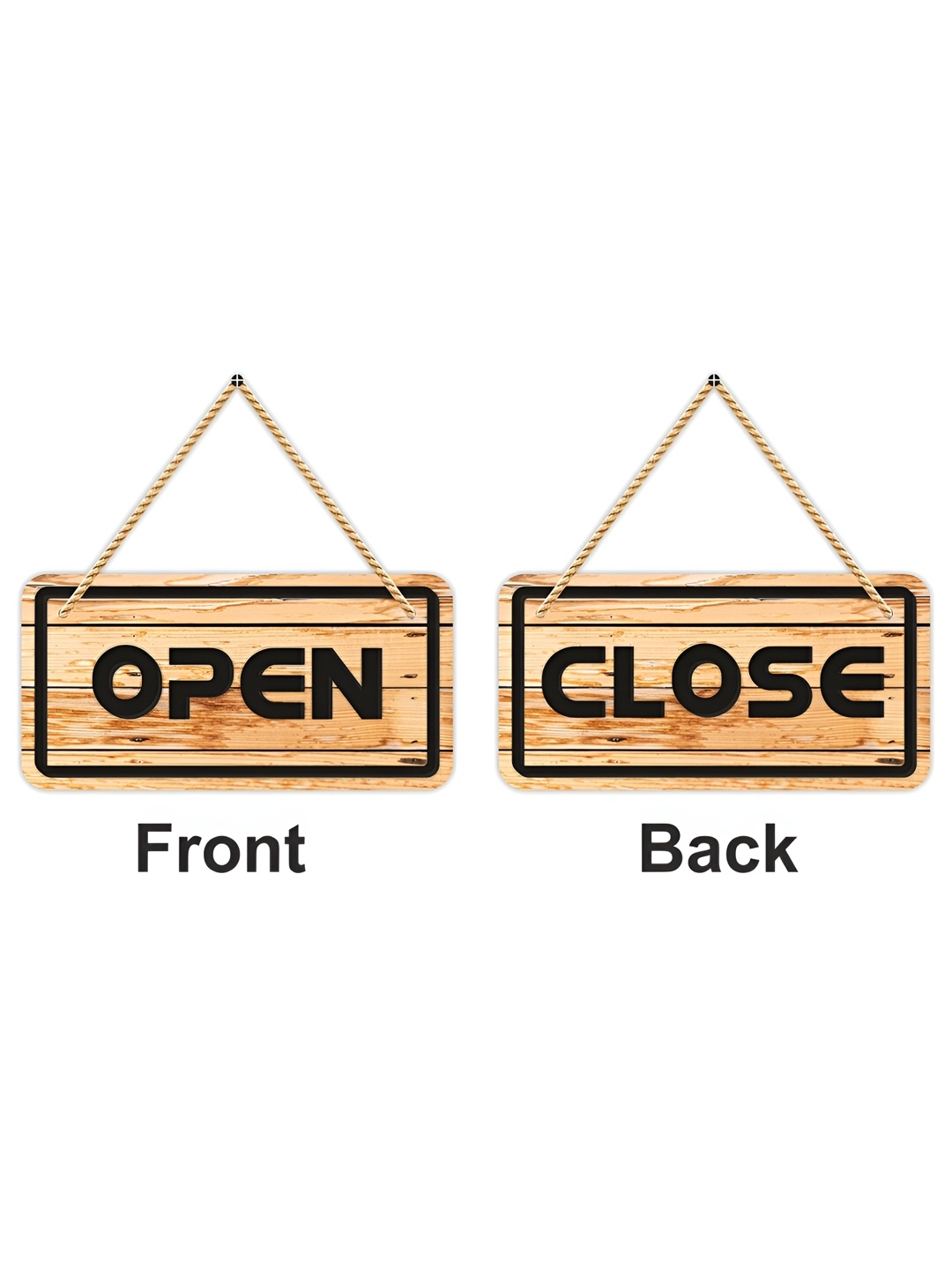 

CVANU Brown & Black Open & Close Painted Wooden Sign Board