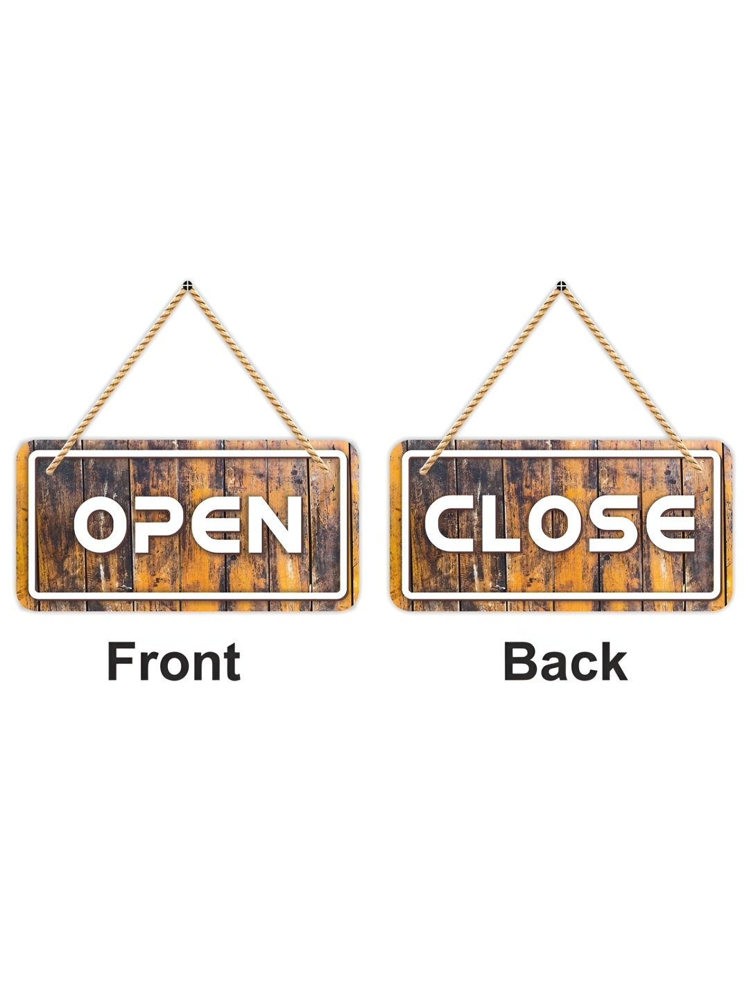 

CVANU Brown & White Open & Close Painted Wooden Sign Board