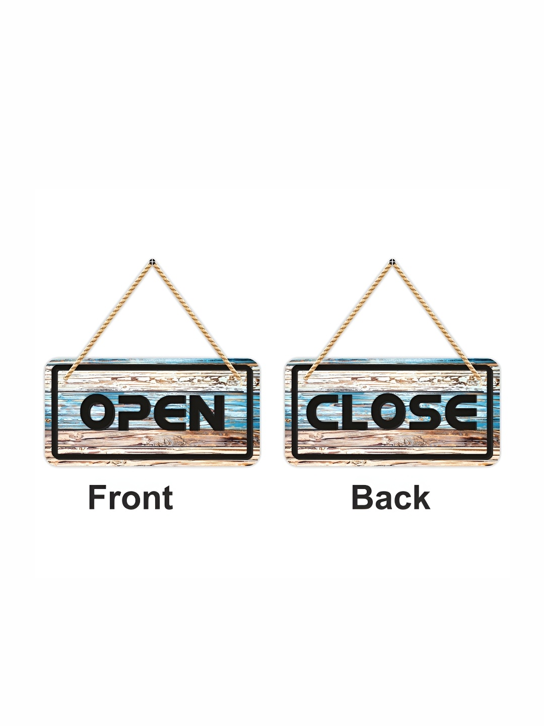 

CVANU Brown & Blue Open & Close Painted Wooden Sign Board