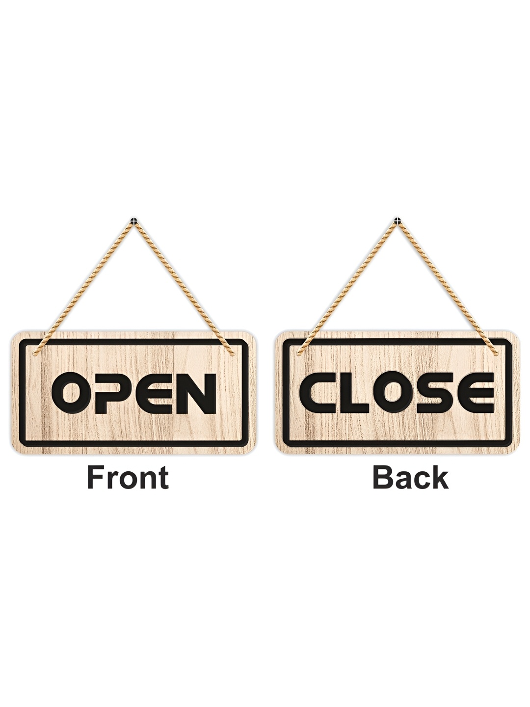 

CVANU Beige & Black Open & Close Painted Wooden Sign Board