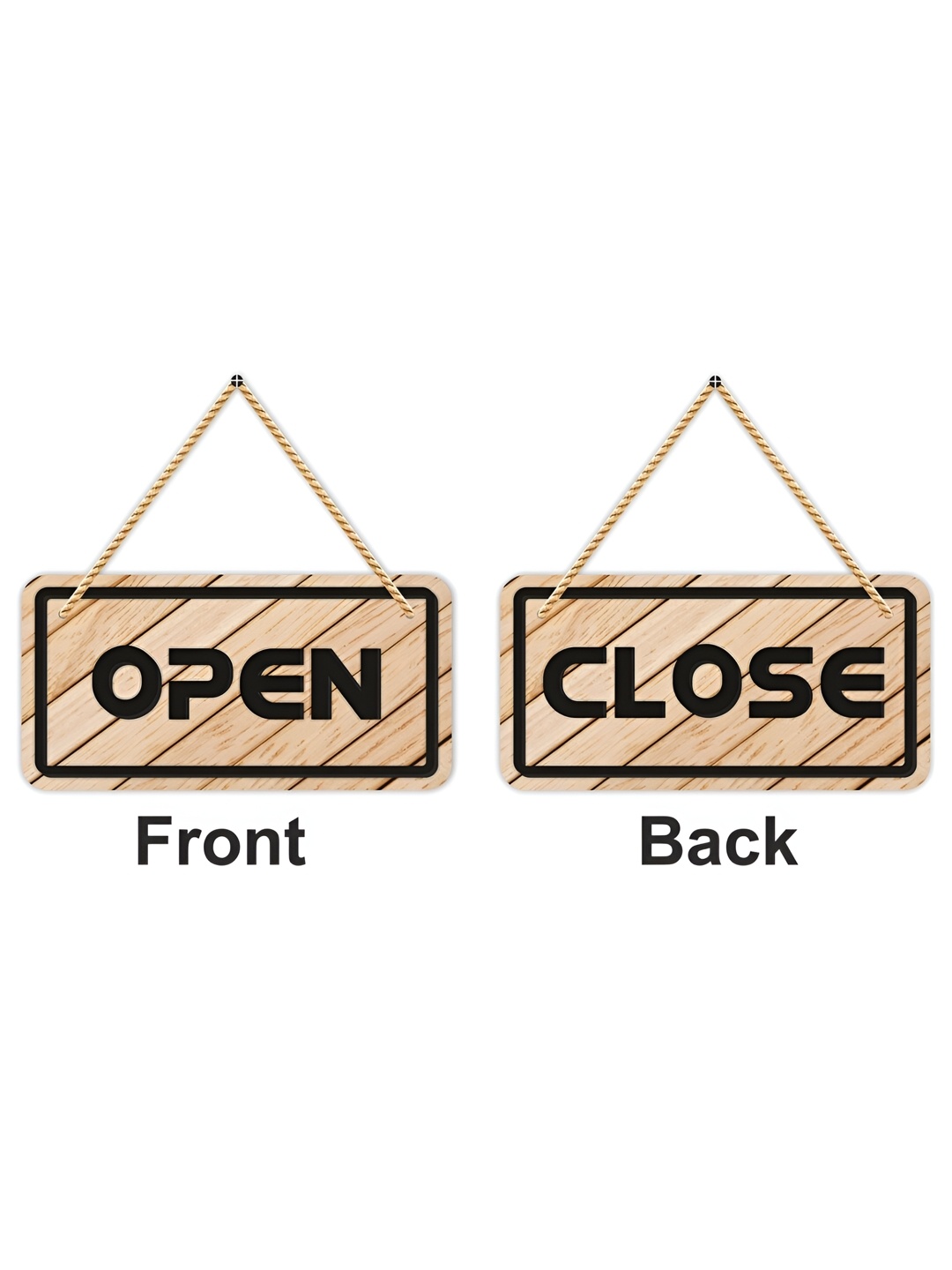 

CVANU Beige & Black Open & Close Painted Wooden Sign Board
