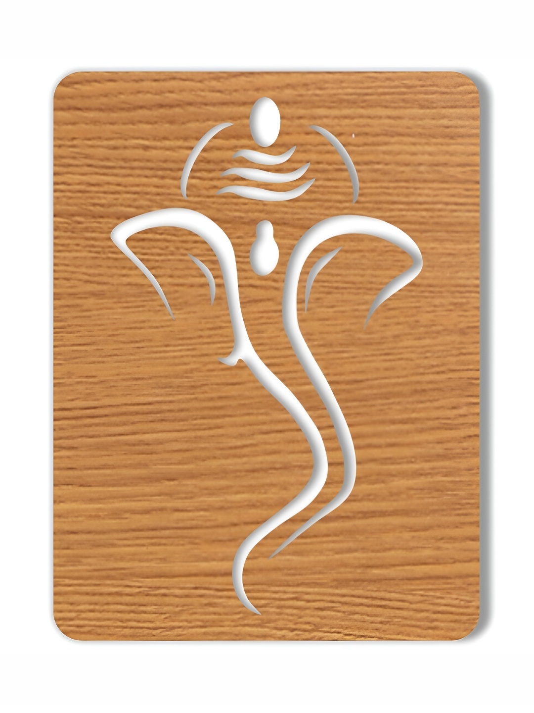 

CVANU Brown Lord Ganesha Carved Wooden Sign Board