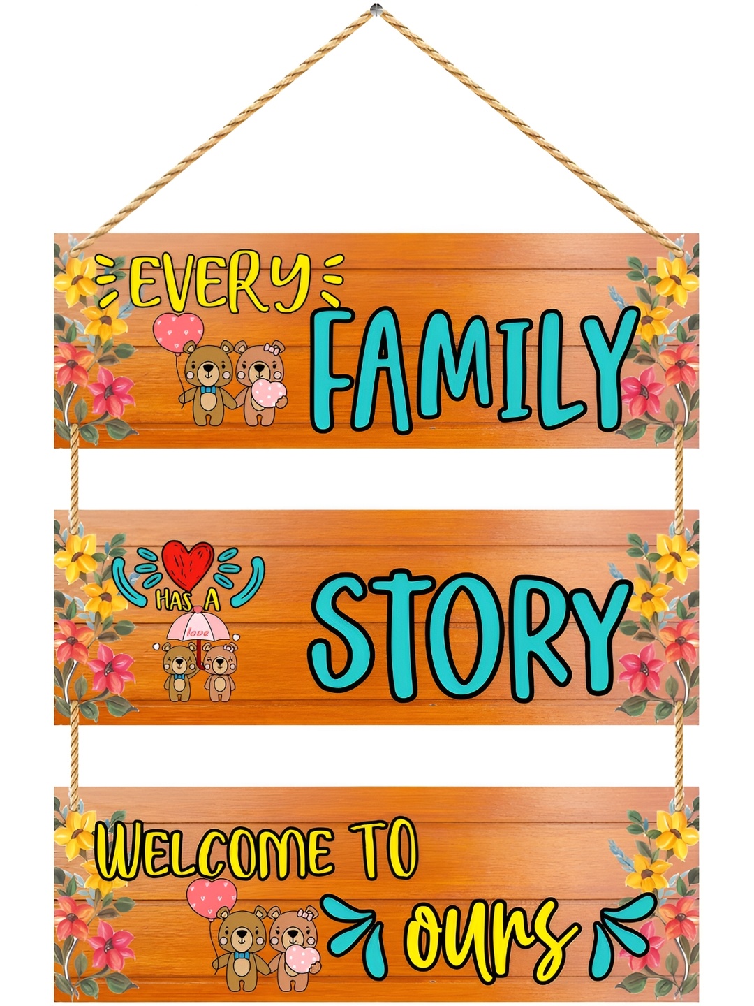 

CVANU Brown & Blue Rectangle Wooden Wall Hanging