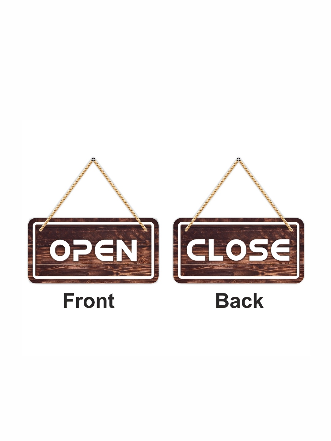 

CVANU Brown & White Open & Close Painted Wooden Sign Board