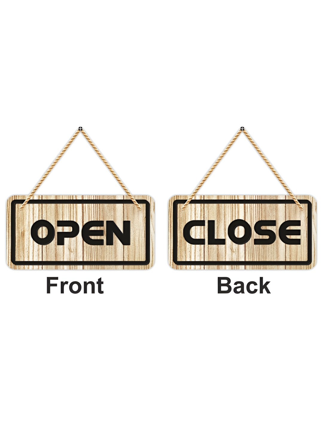 

CVANU Brown & Black Open & Close Painted Wooden Sign Board
