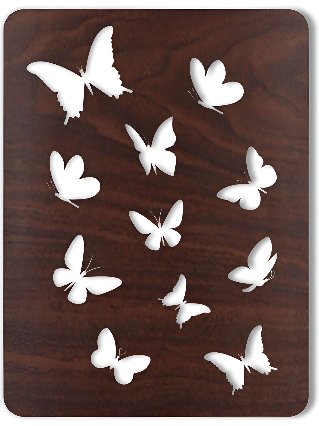 

CVANU Brown & White Butterfly Carved Wooden Sign Board