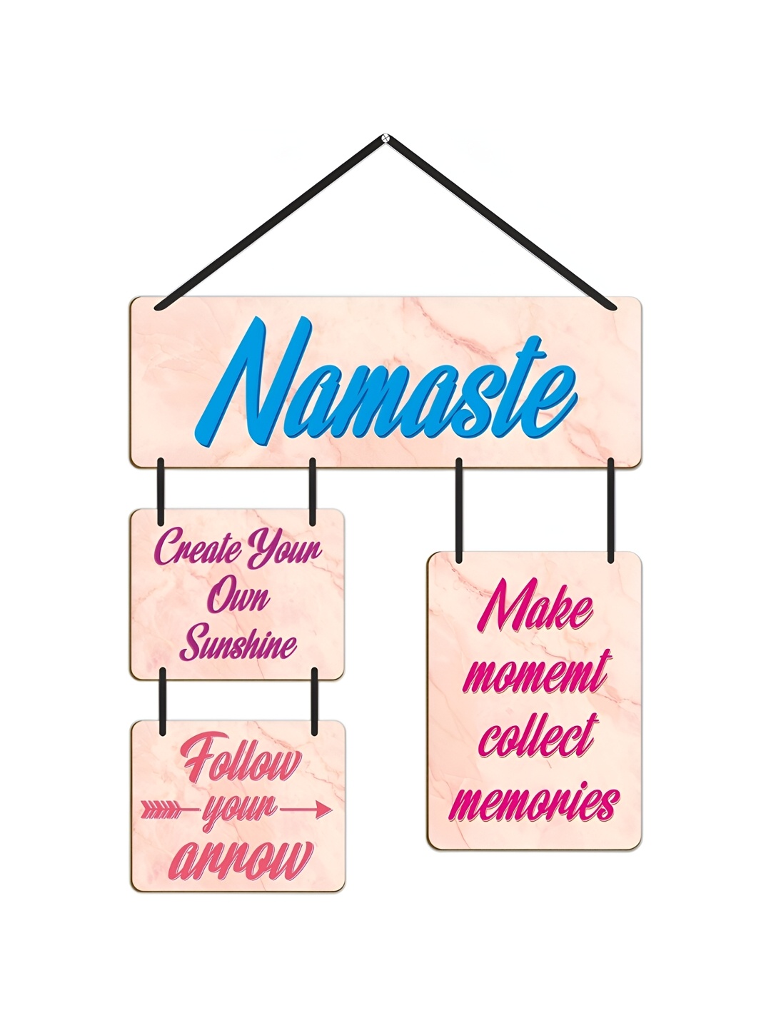 

CVANU Blue & Pink Motivational Quotes Painted Wooden Wall Hanging