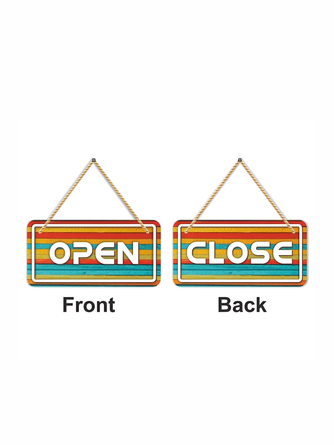 

CVANU Brown & Blue Open & Close Painted Wooden Sign Board