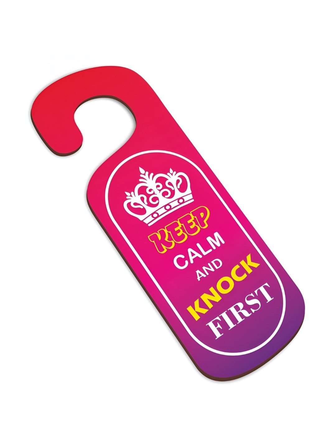 

CVANU Pink & Purple Knock First Painted Wooden Sign Hanger