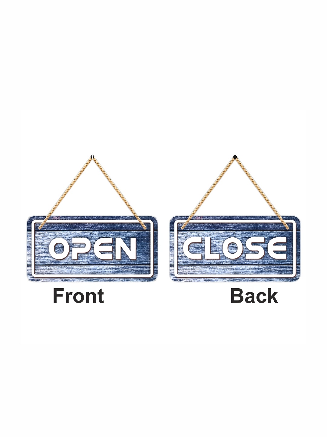 

CVANU Blue & White Open & Close Painted Wooden Sign Board