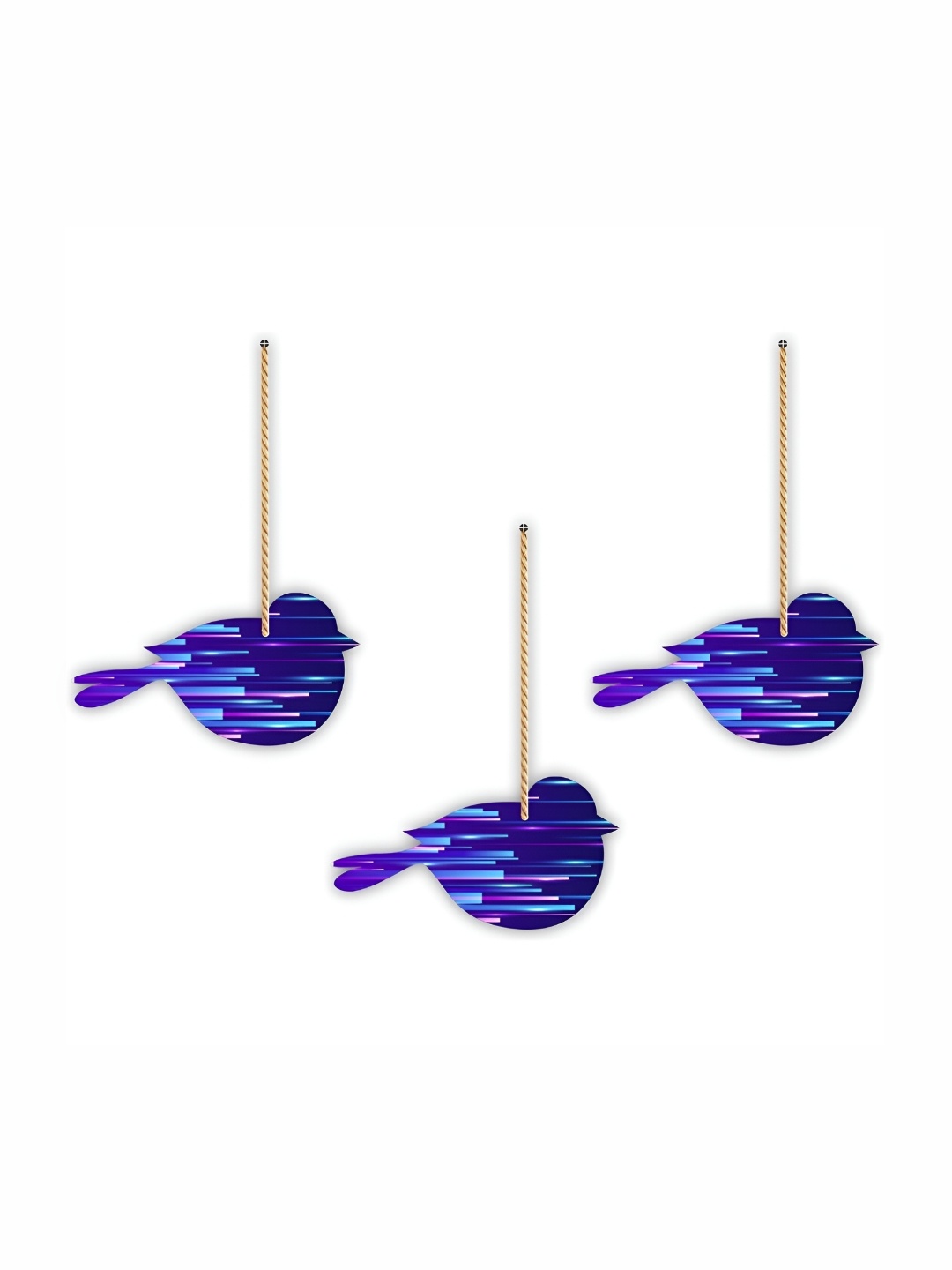 

CVANU 3 Pieces Blue & Purple Abstract Painted Bird Shape Wooden Wall Hangings