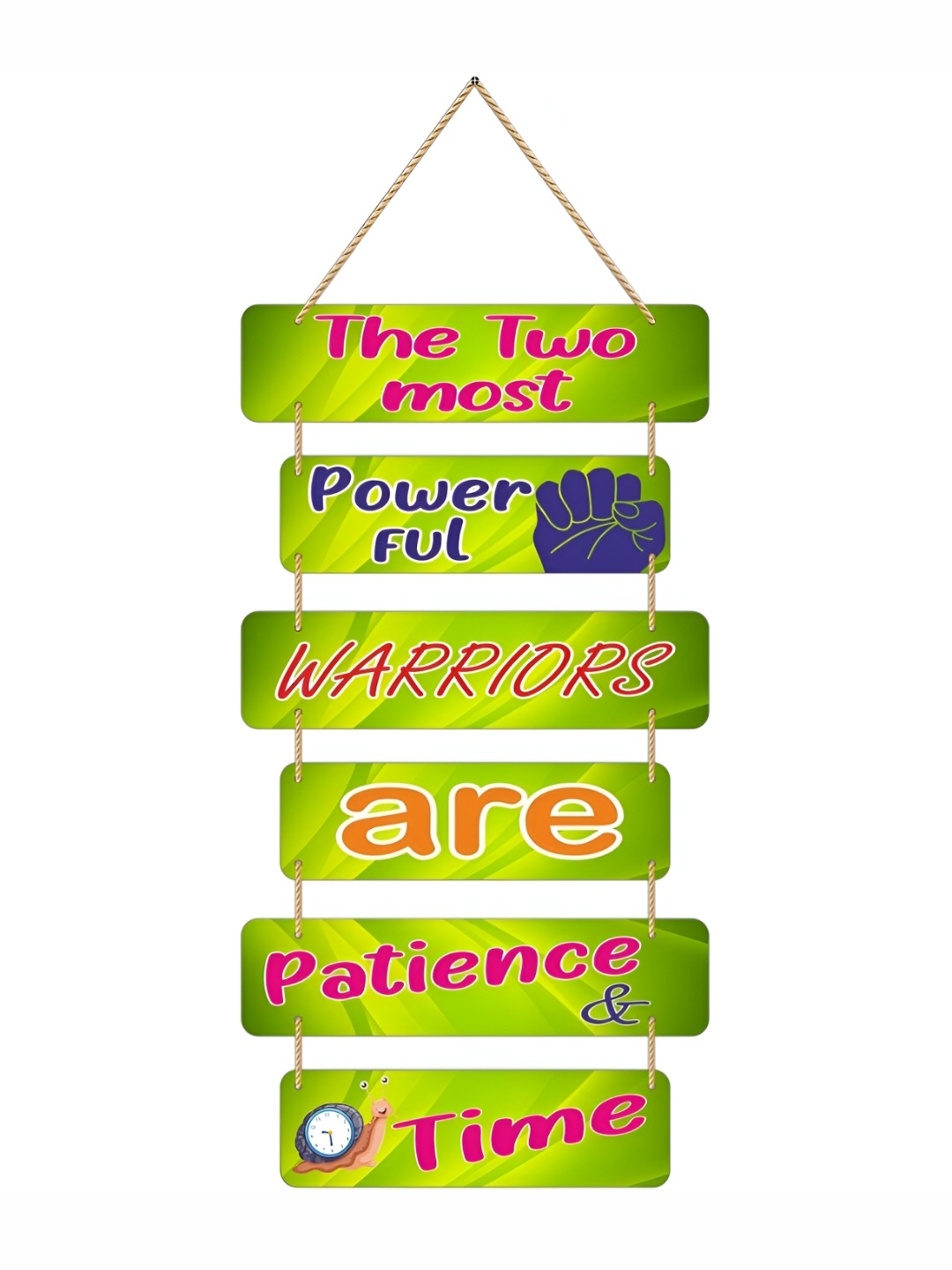 

CVANU Green & Pink Motivational Quotes Painted Rectangle Wooden Wall Hanging