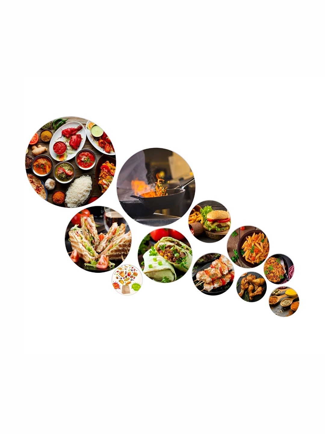 

CVANU 11 Pieces Red & Brown Food Round Shape Wooden Wall Hangings