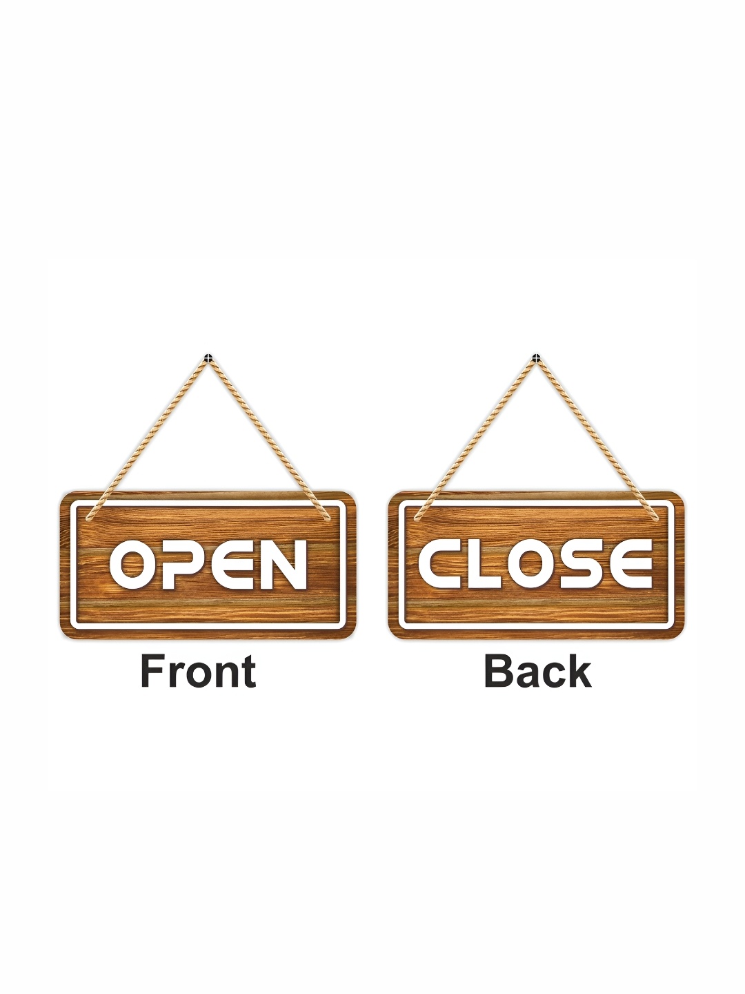 

CVANU Brown & White Open & Close Painted Wooden Sign Board