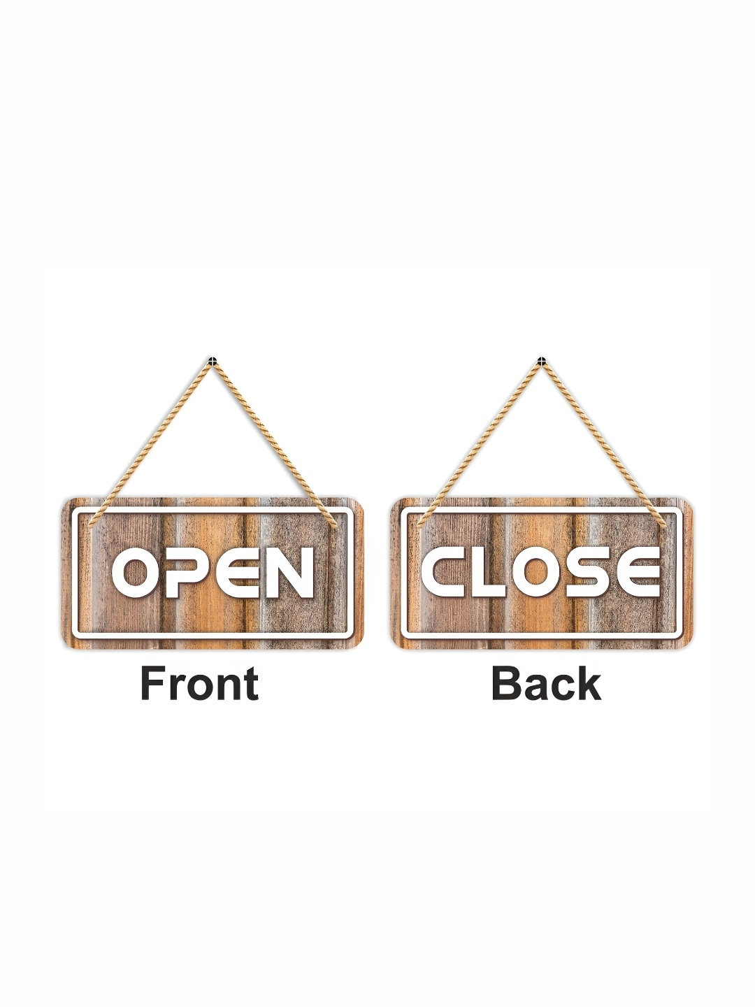 

CVANU Brown & White Open & Close Painted Wooden Sign Board