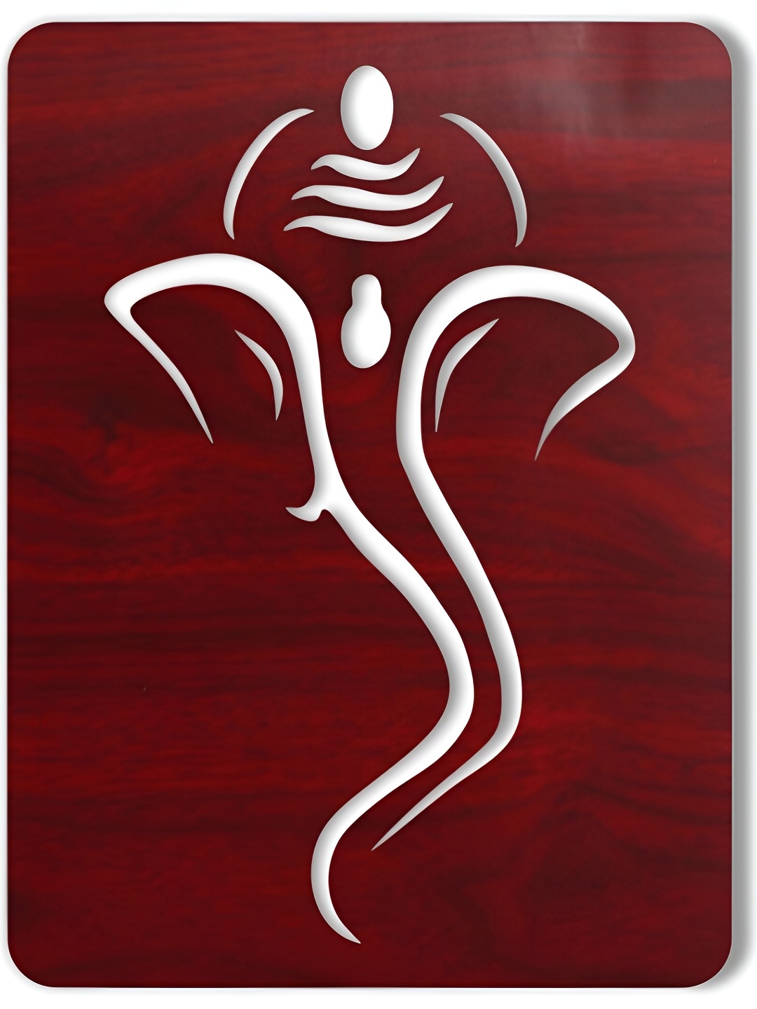 

CVANU Brown & White Lord Ganesha Carved Wooden Sign Board