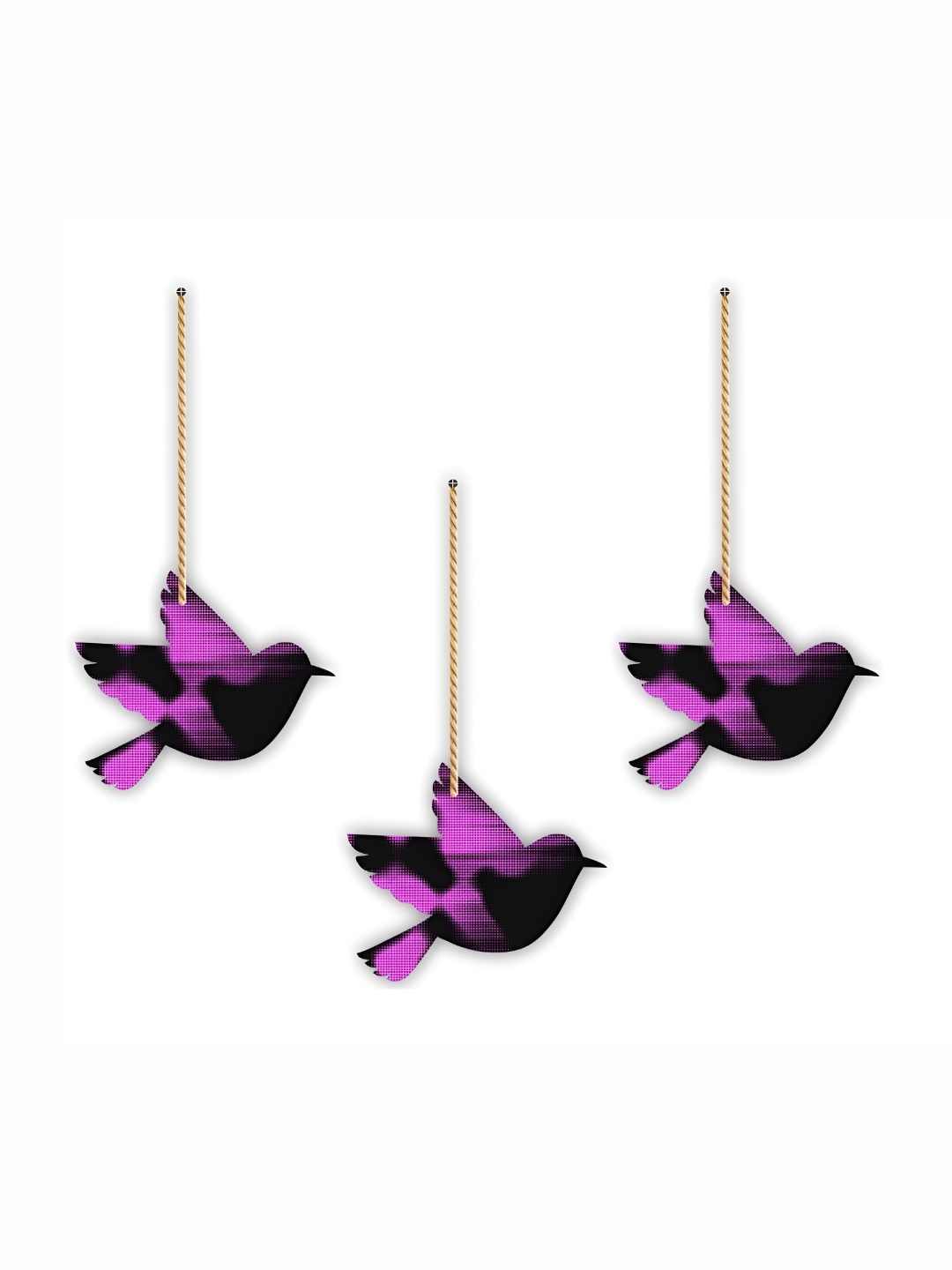 

CVANU Purple & Black 3 Pieces Printed Wooden Wall Hanging