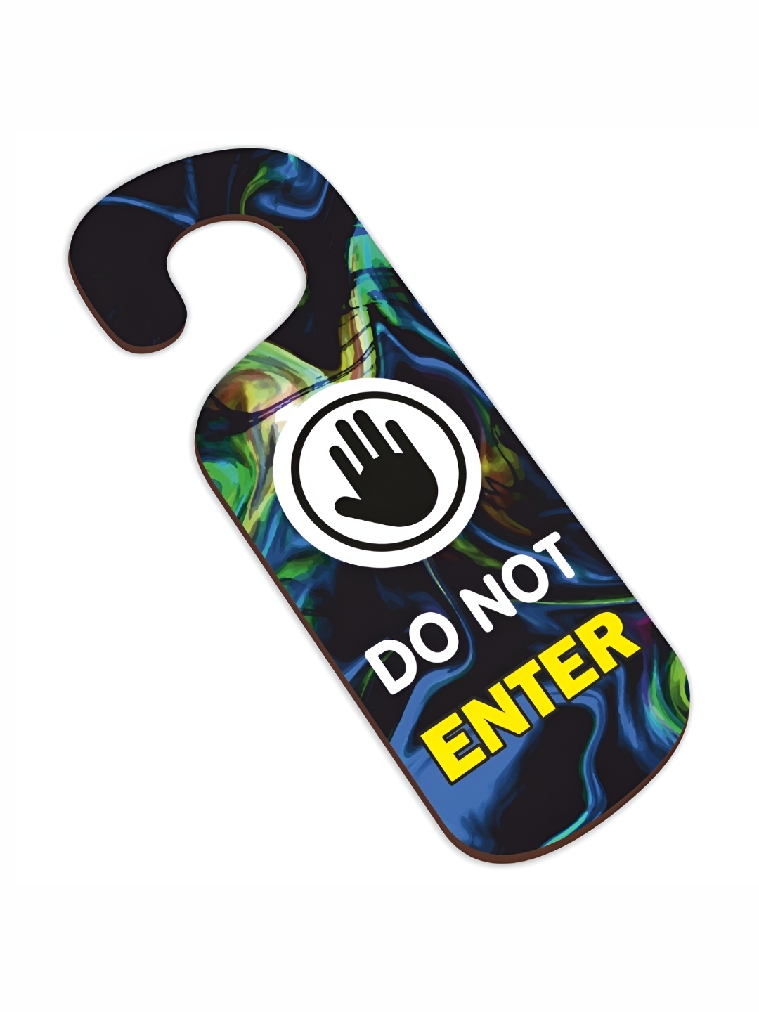 CVANU Black Blue Printed Wooden Sign Hanger