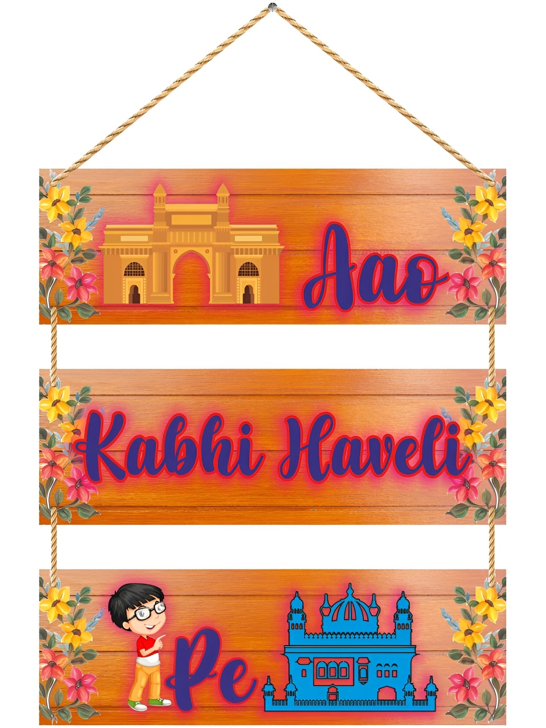 

CVANU Brown Printed Wooden Wall Hnaging