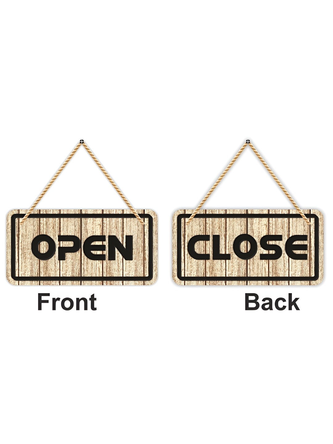 

CVANU Beige Open & Close Printed Wooden Sign Board