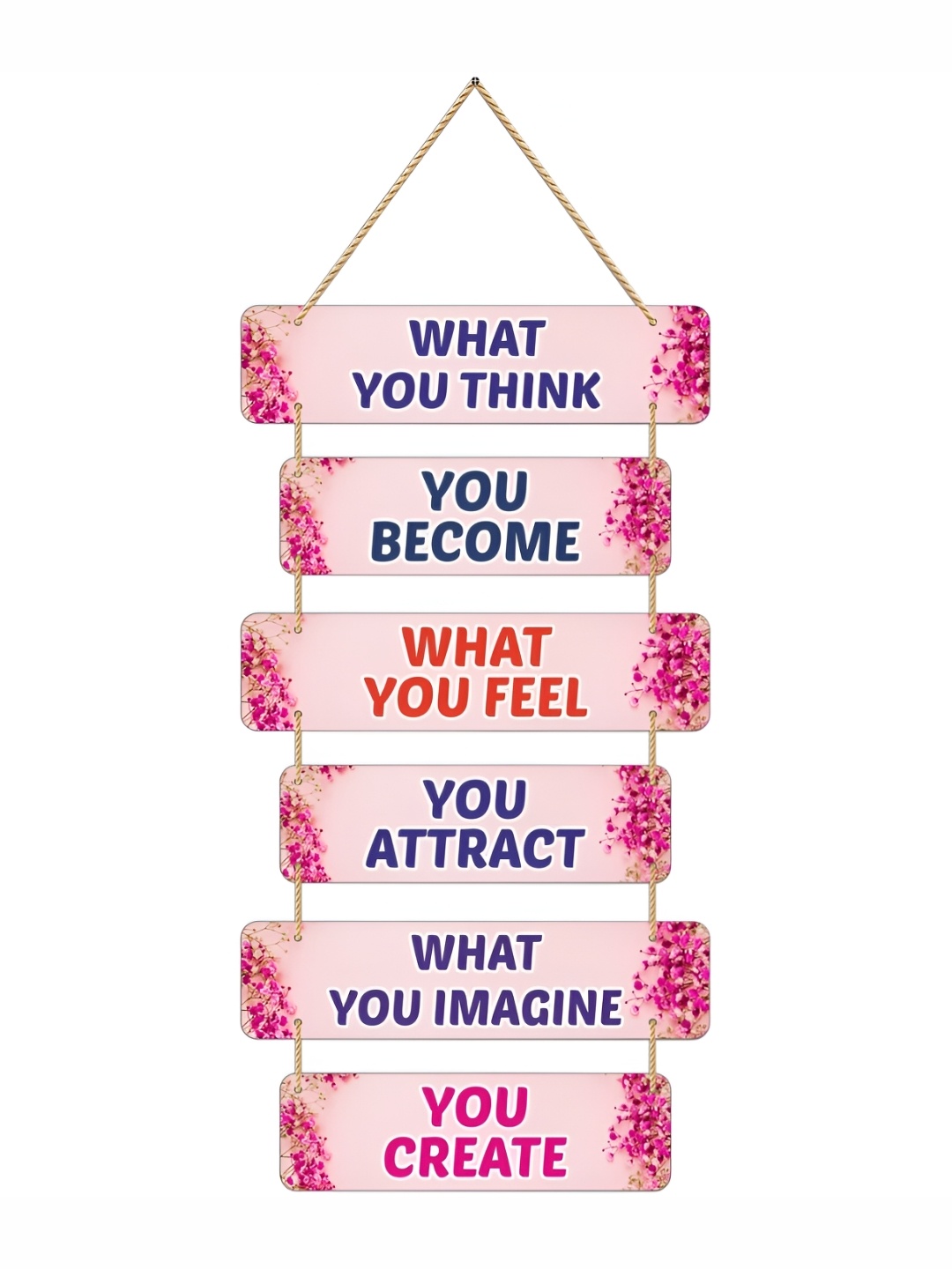 

CVANU Pink & Blue Printed Wooden Rectangle Wall Decor