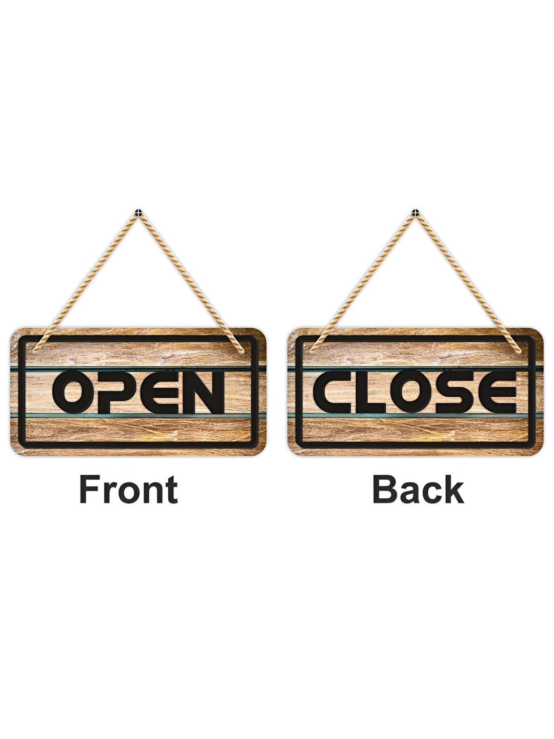 

CVANU Brown & Black Printed Wooden Double Sided Sign Hanger
