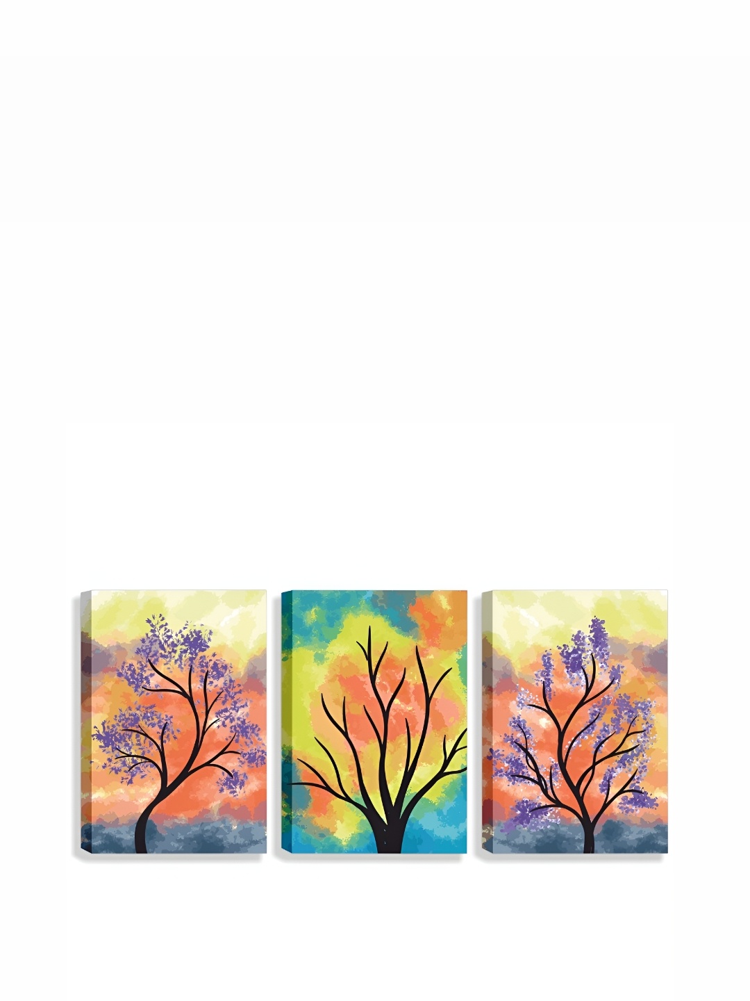 

CVANU 3 Pieces Yellow & Orange Tree Canvas Painting Wall Art