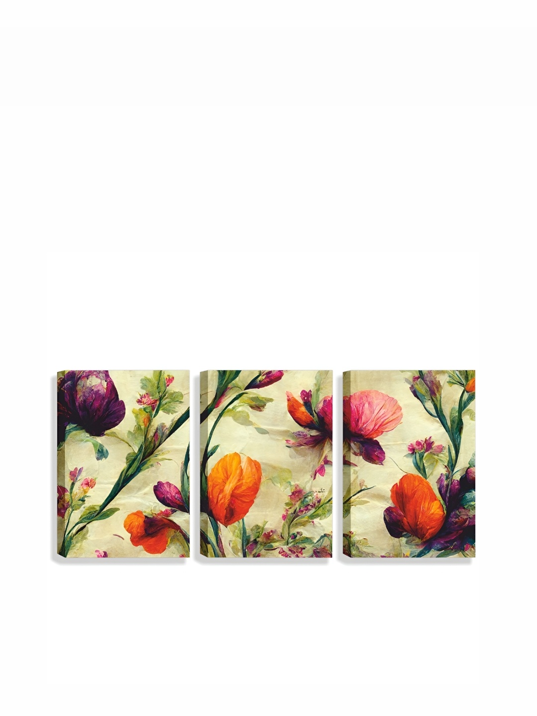 

CVANU Green & Pink 3 Pieces Floral Canvas Paintings Wall Art