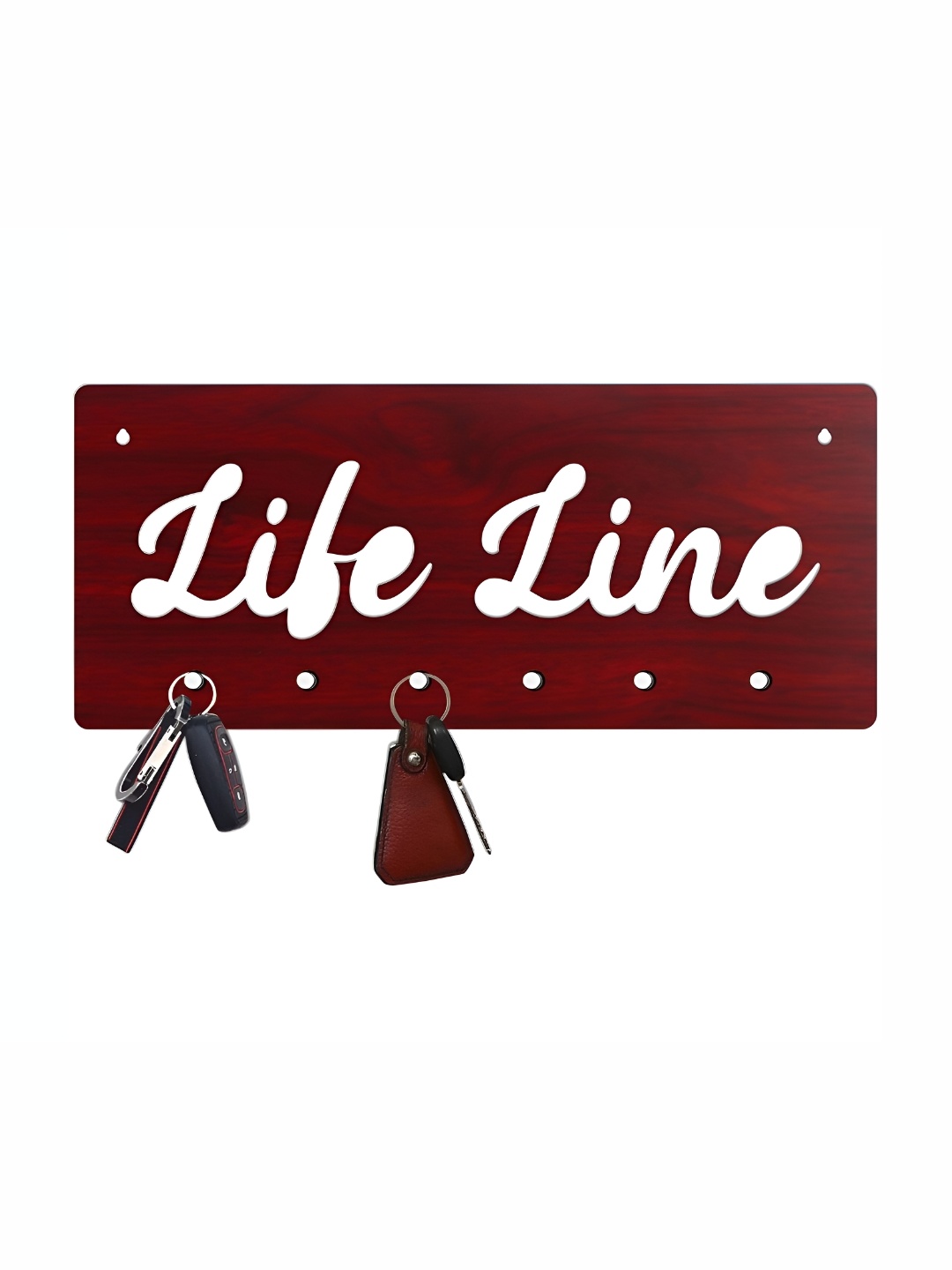 

CVANU Brown Life Line Laser Cut Wooden 6 Hooks Key Holder