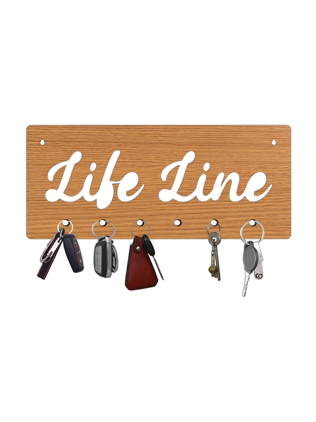 

CVANU Brown Life Line Laser Cut Wooden 6 Hooks Key Holder