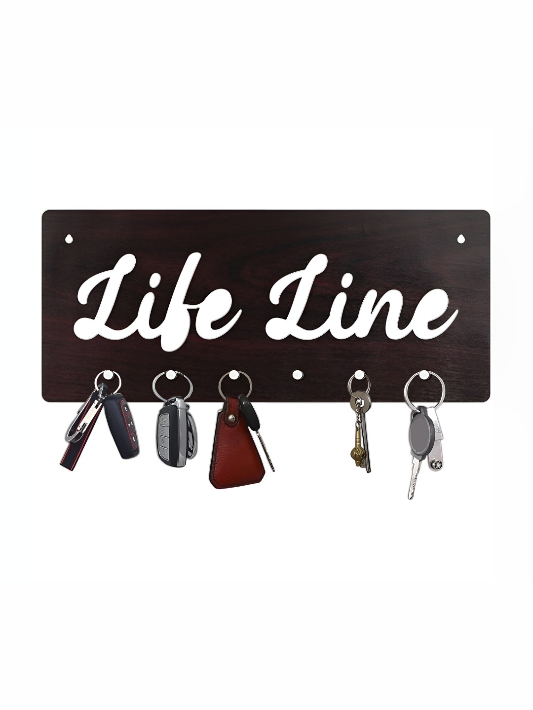 

CVANU Dark Brown Life Line Laser Cut Wooden 6 Hooks Key Holder