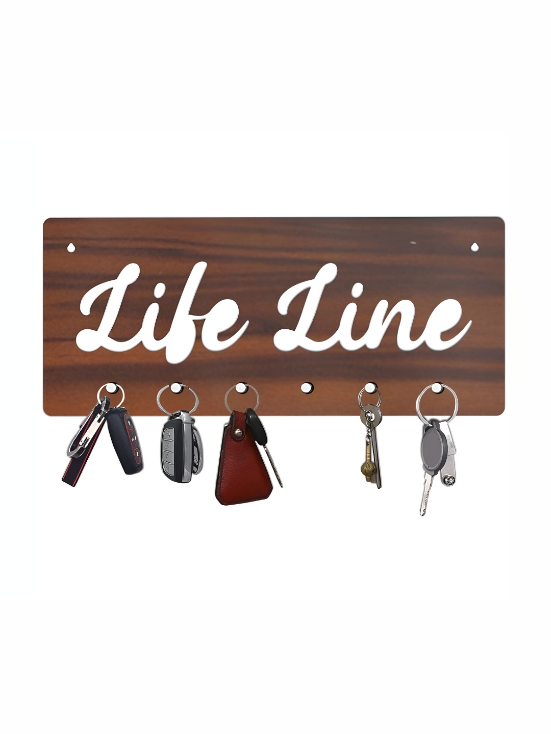 

CVANU Brown Life Line Laser Cut Wooden 6 Hooks Key Holder