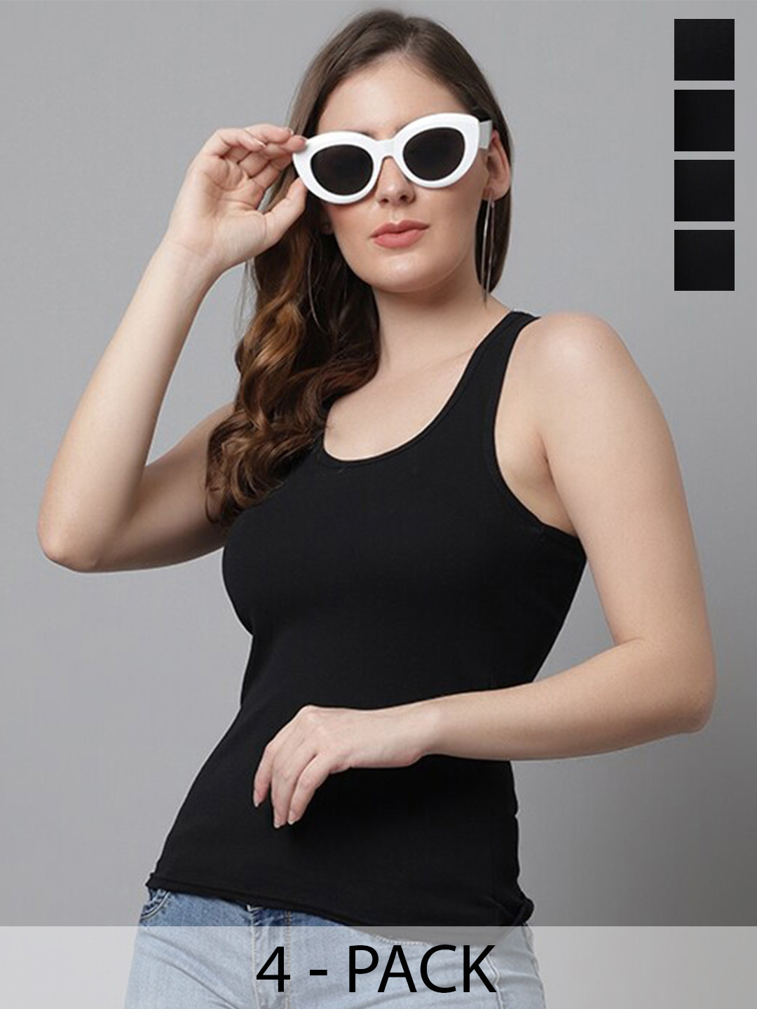 

KEX Scoop Neck Cotton Tank Top, Black