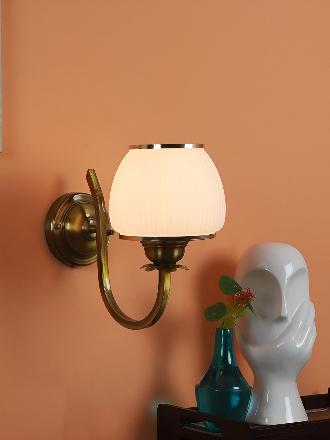 

ELIANTE Gold Toned & White Semi Sphere Shaped Contemporary Iron Wall Lamp