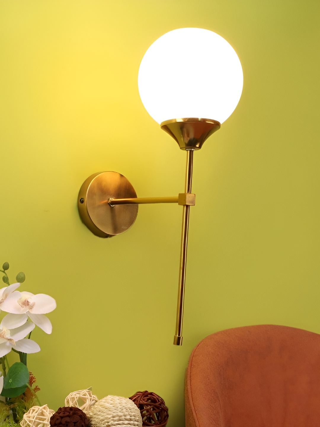 

ELIANTE Gold-Toned &White Iron Contemporary Spherical Shaped Wall Lamp