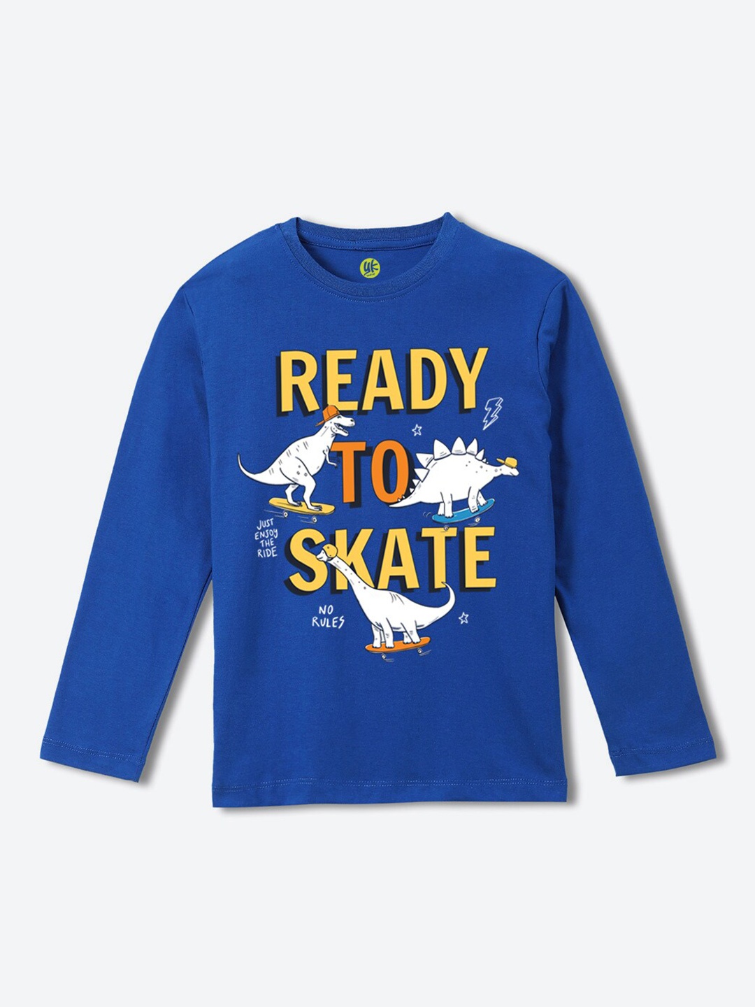YK Boys Blue Typography Printed Pure Cotton T-shirt