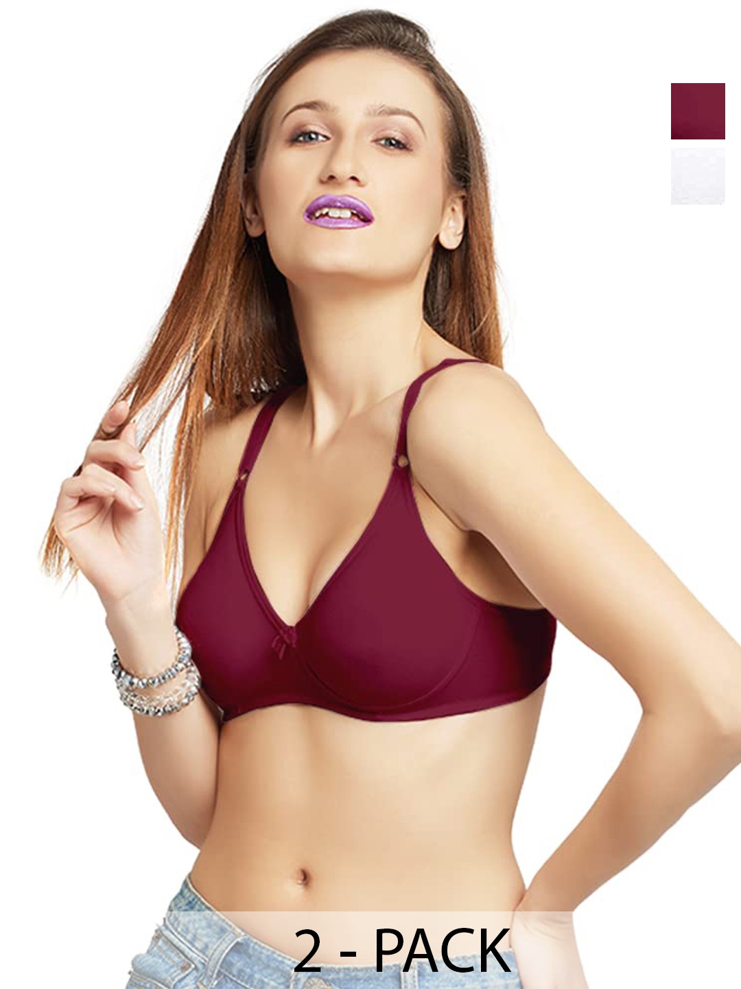 

Lovable Pack Of 2 Cotton Everyday Bra All Day Comfort, Purple