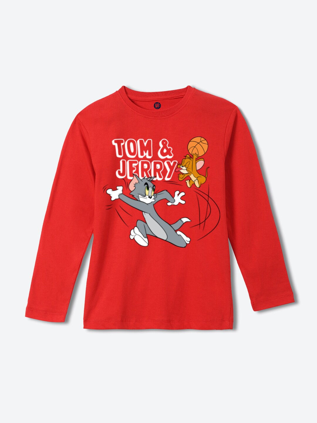 YK Warner Bros Boys Tom & Jerry Printed Pure Cotton T-shirt, Red