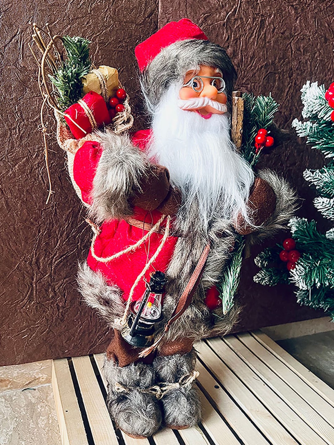 

Little Surprise Box LLP Maroon & White Self Standing Santa Christmas Decor