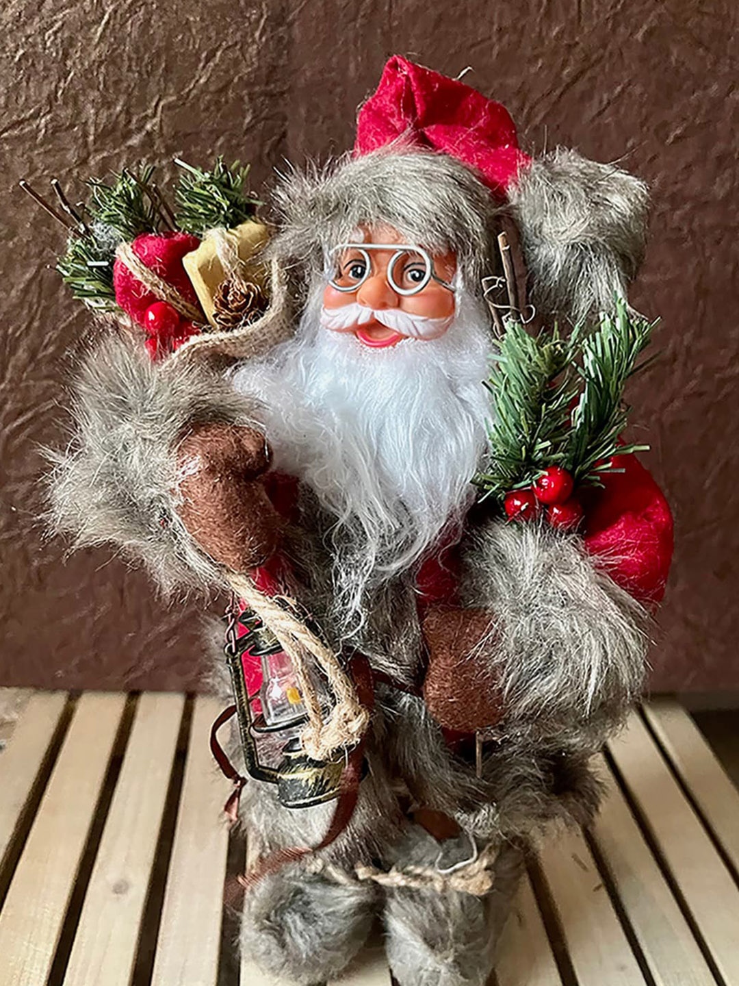 

Little Surprise Box LLP Maroon Textured Self Standing Santa Claus