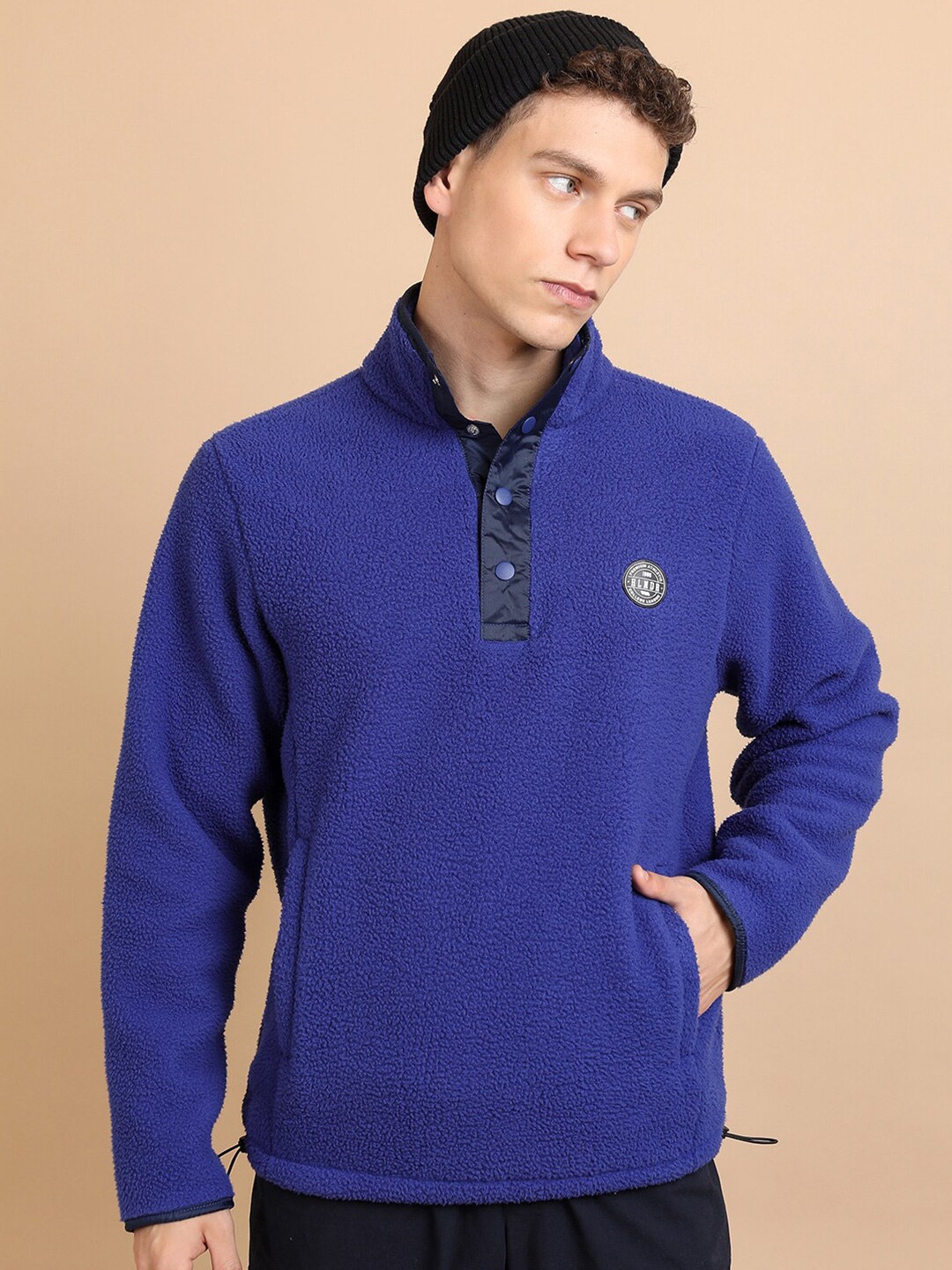 

HIGHLANDER Mock Collar Pullover Sweatshirt, Blue