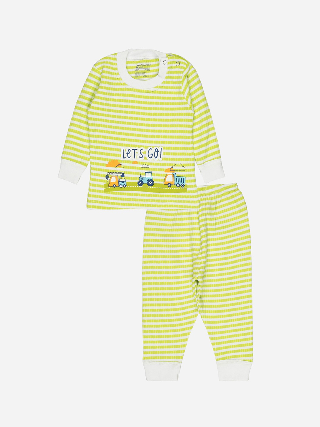 

BODYCARE INSIDER Infants Striped Cotton Thermal Set, Green