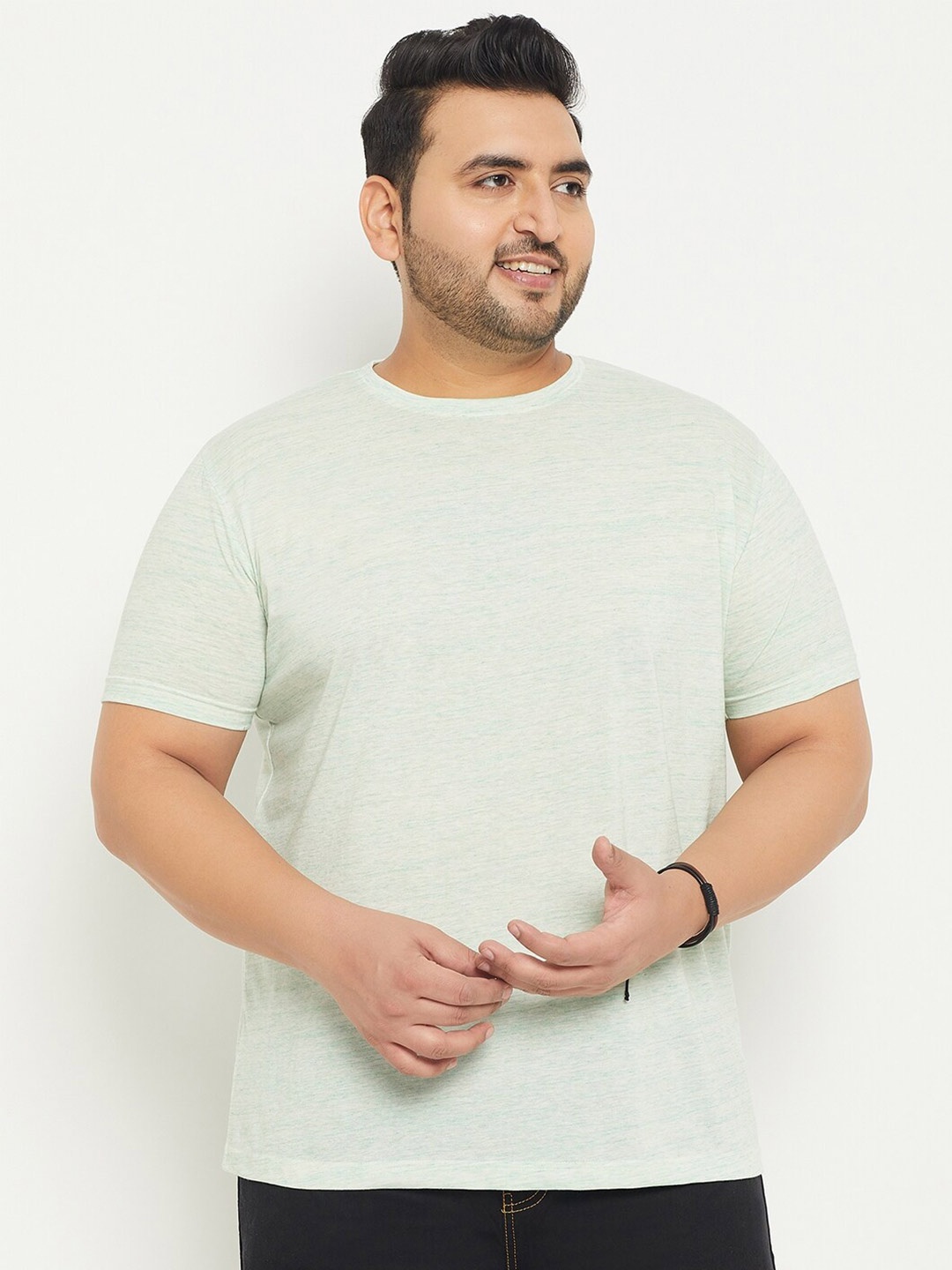 

bigbanana Plus Size Round Neck Bio Finish Pure Cotton T-shirt, Green